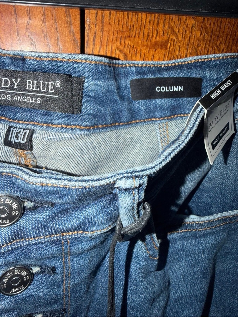 Judy Blue High-Rise Column Jeans with Button Fly and frayed hem - Picture 2 of 3